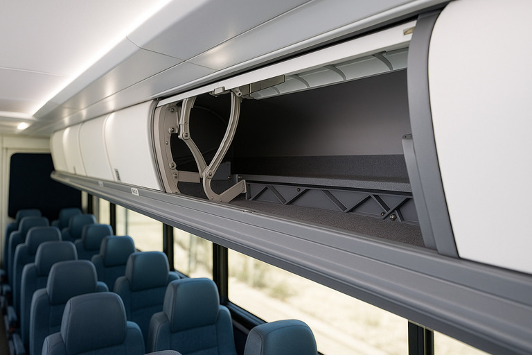 luggage compartments on a Shuttle Bus